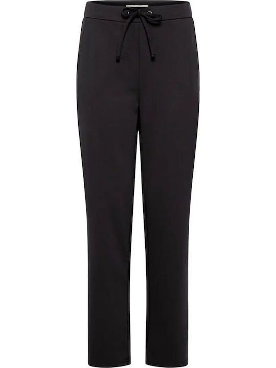 Pantaloni Dama din Material cu Croială Loose Negri
