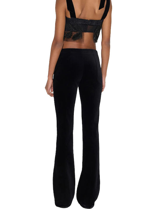 Damen-Samthose mit Regulärer Passform Schwarz