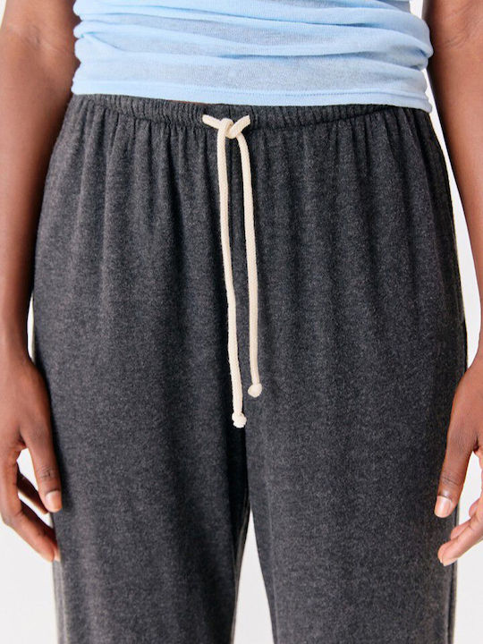 Women's Fabric Flared Trousers in a Loose Fit Carbon