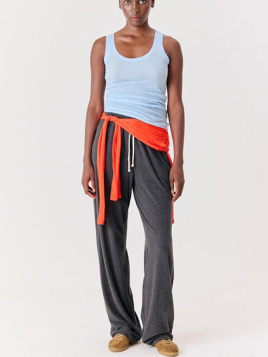 Women's Fabric Flared Trousers in a Loose Fit Carbon