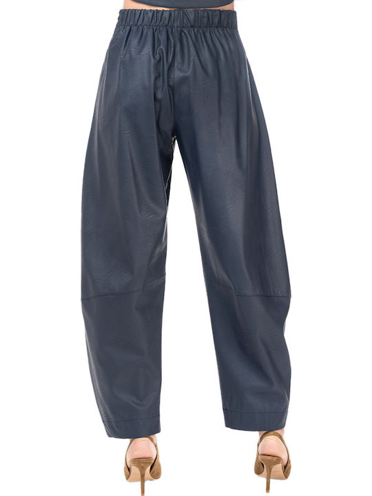 Moutaki Women's Leather Trousers Blue