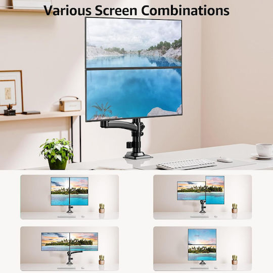Microlink Βάση Γραφείου για 2 Οθόνες έως 27" (X002CBM2TP)