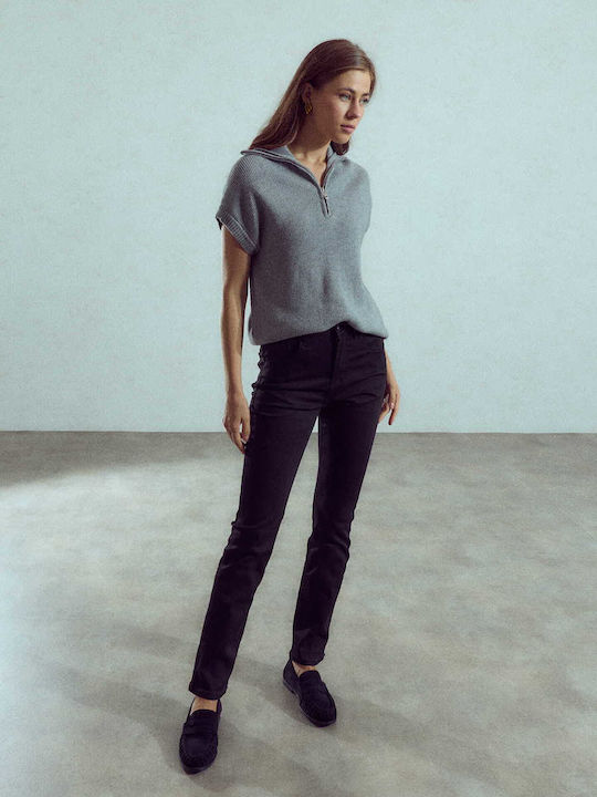 Celestino Blugi Skinny Uni Slim Fit Negri pentru Femei
