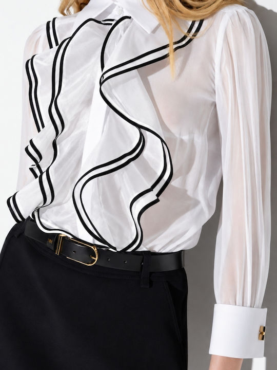 Elisabetta Franchi Langärmeliges Damen-Satinhemd Wht