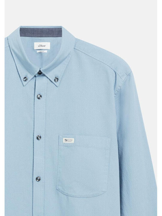 Long Sleeve Cotton Shirt in Regular Fit Light Blue