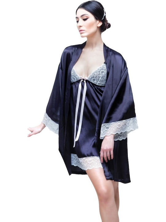 Miss Rosy Winterliches Damen-Pyjama-Set Marineblau