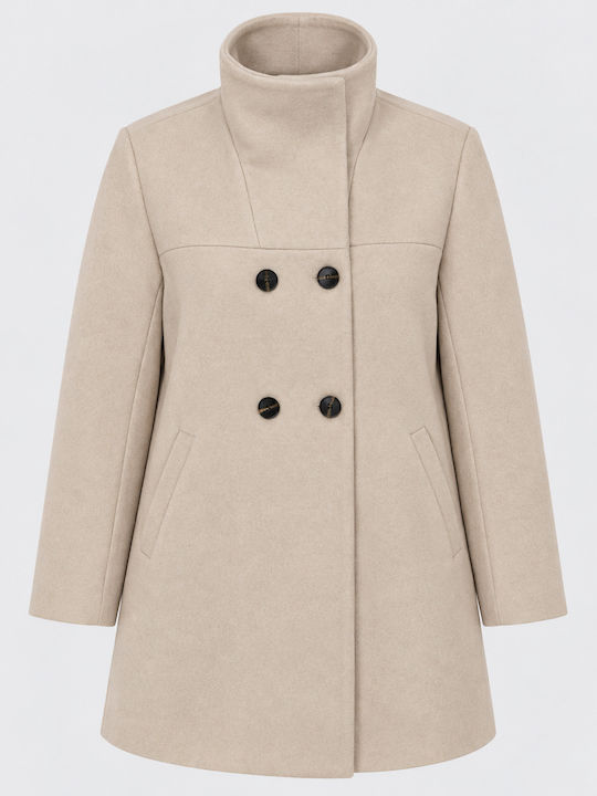 Damenmantel Beige mit Knöpfen