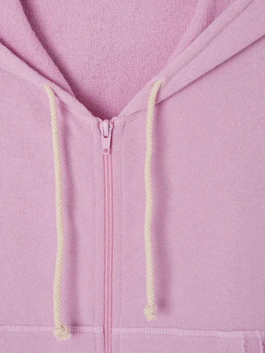 Lange Damen-Strickjacke mit Reißverschluss Pink