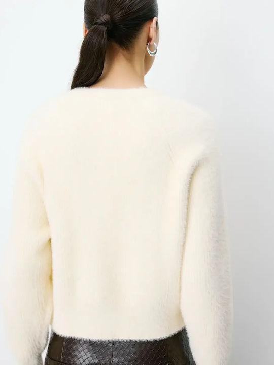 Cardigan Lung pentru Femei, Tricotat, cu Nasturi, Vanilla