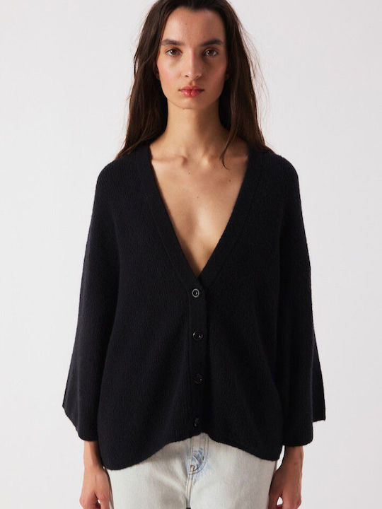 Cardigan Scurt pentru Femei cu Nasturi Negru