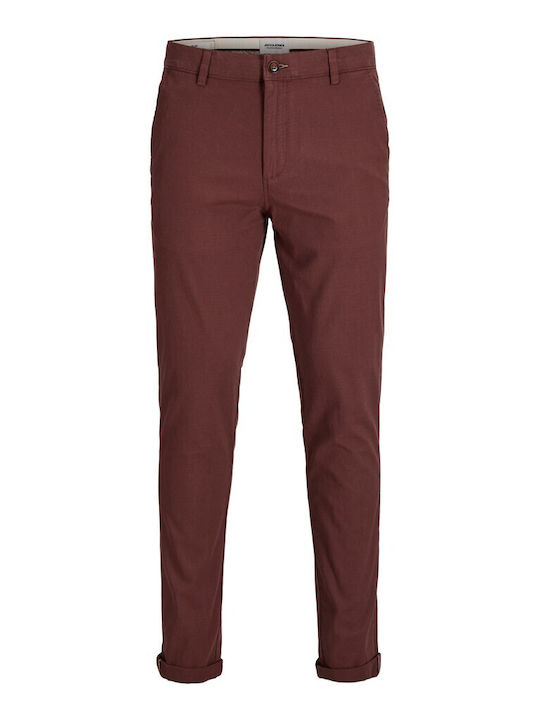 Мъжки панталон чино, еластичен, със Slim Fit кройка, горчив шоколад