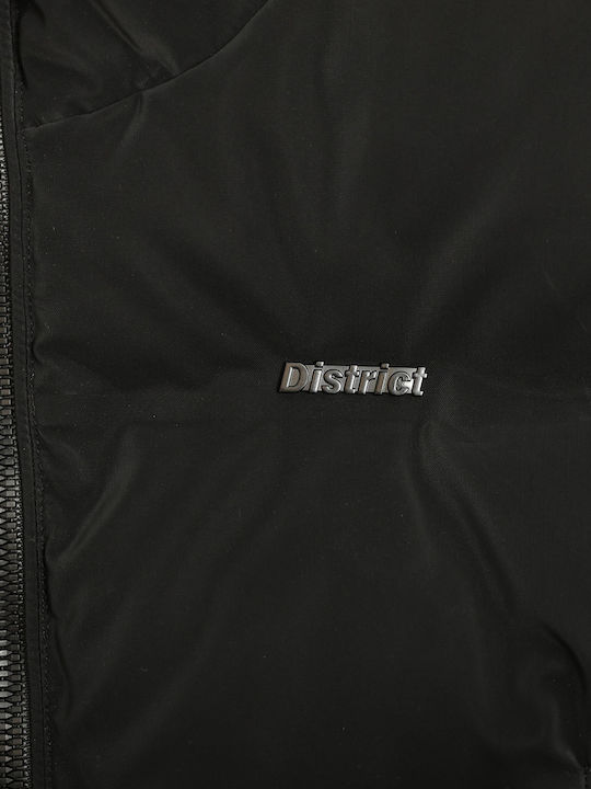 Kids Sleeveless Short Hooded Black Parka