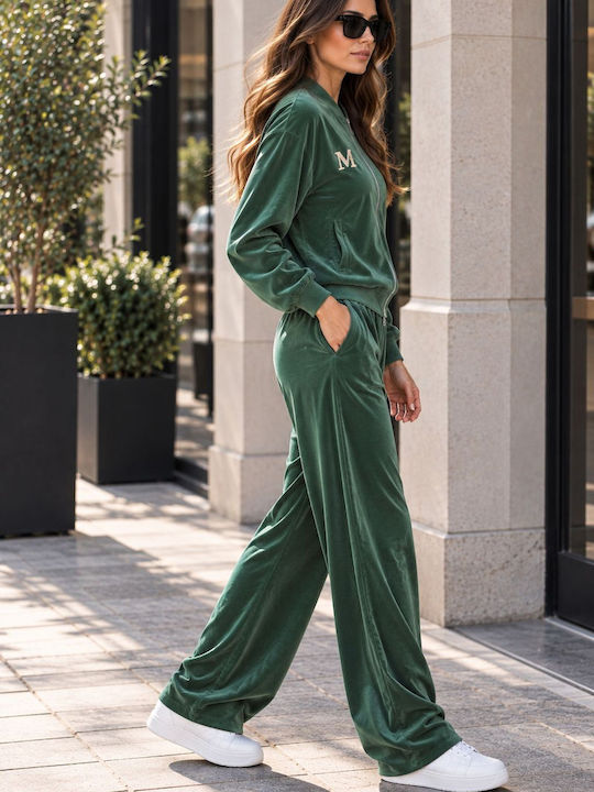 Green Velour Tracksuit Set