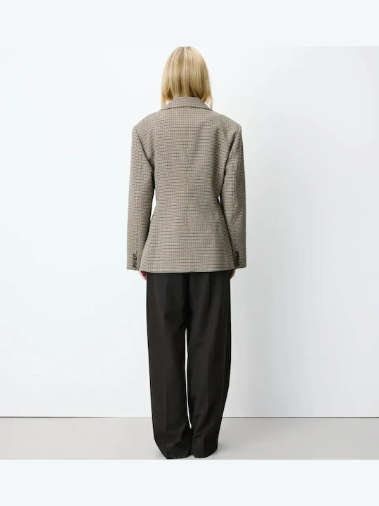 Grace & Mila Langer Damen-Blazer aus Tweed, Doppelreihig Beige