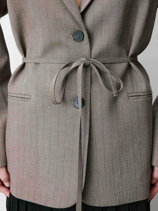 Grace & Mila Langer Taillierter Damenblazer Chocolat