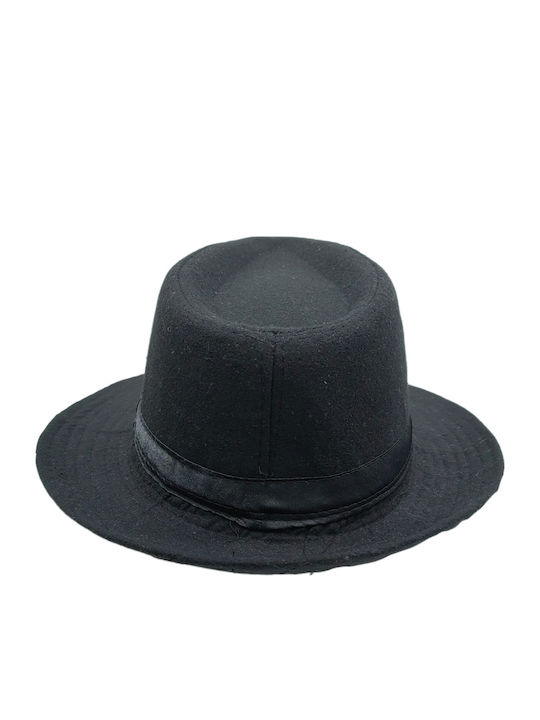 Brims and Trims Black Fabric Men's Fedora Hat