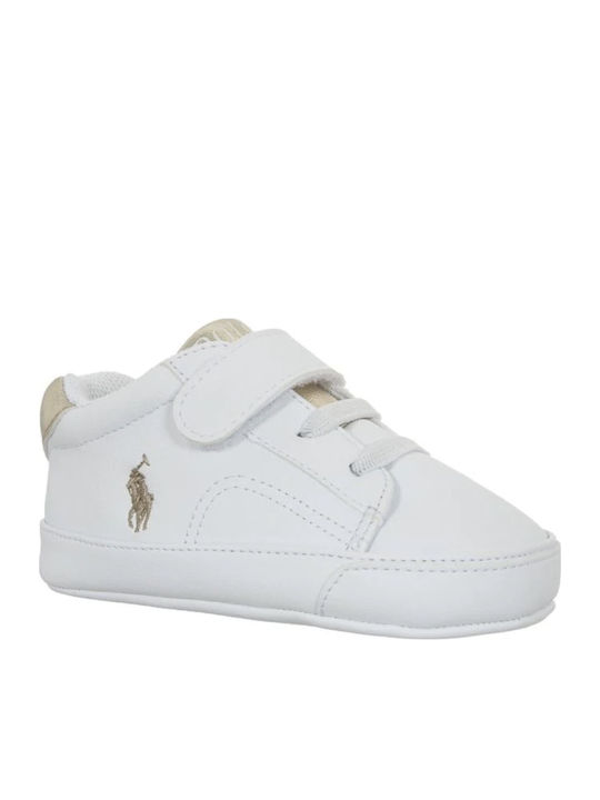 Ralph Lauren White Polo Baby Soft-Sole Sneakers