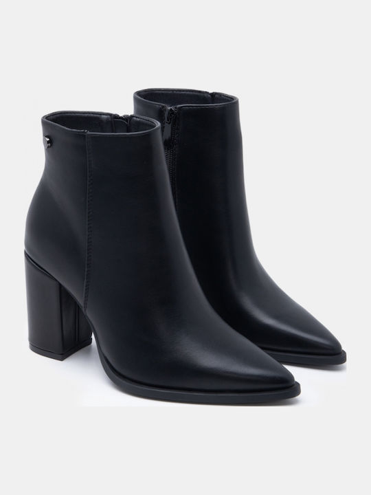 Schwarze Damen-Wildleder-Stiefeletten mit hohem Absatz