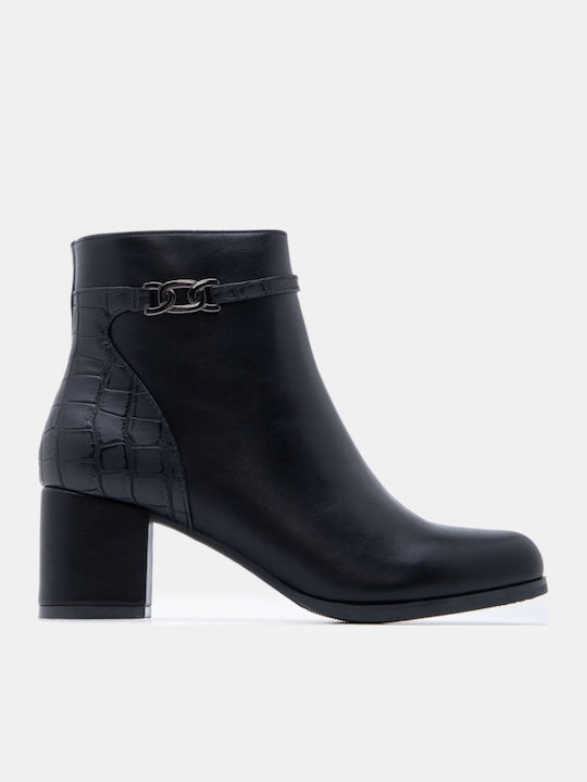 Wildleder Damen Ankle Boots mit Mittlerem Absatz Schwarz