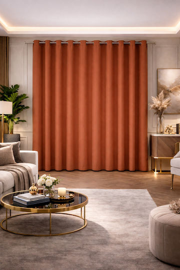 Atmosphera Κουρτίνα με Τρουκς Terracotta 140x260εκ.