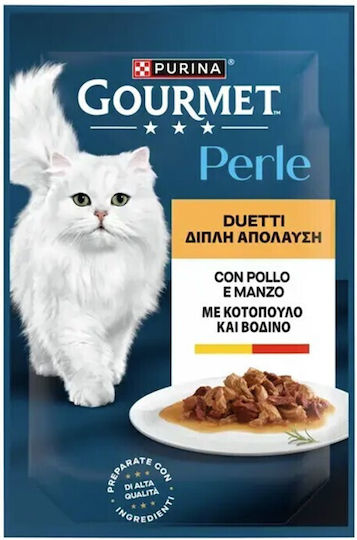 Purina Gourmet Perle Nassfutter für Katzen mit Huhn, Kalb, Fleisch und Fisch 85 g