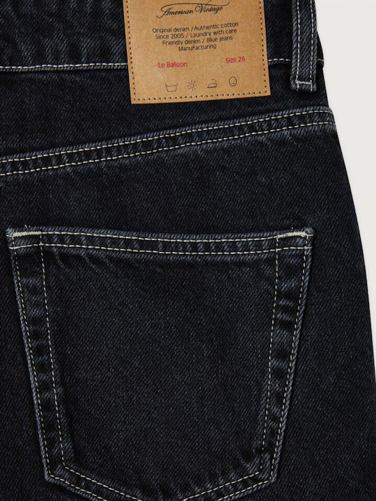 High Rise Women's Jean Pants In Balloon Leg Style Black