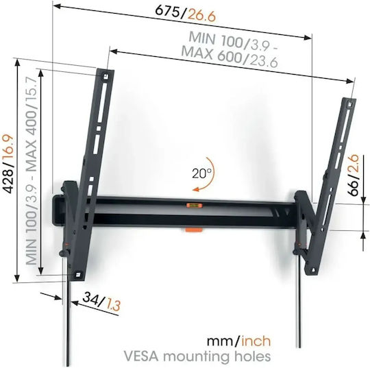 Vogel's Comfort Suport TV de Perete Negru