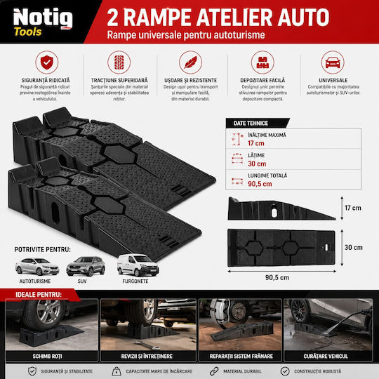 Notig Rampe pentru Ridicarea Vehiculului cu Capacitate de până la 2,5 Tone