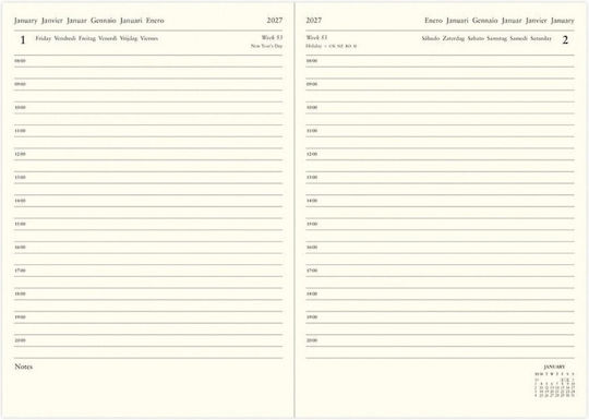Letts Daily Agenda A5 2027 Leather