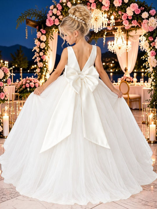 Girls Dress Sleeveless for Flower Girl White