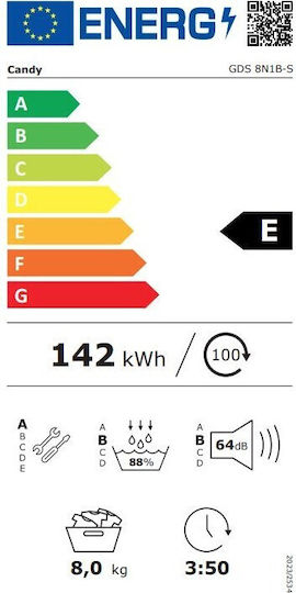 Candy GDS 8N1B-S Στεγνωτήριο 8kg με Αντλία Θερμότητας