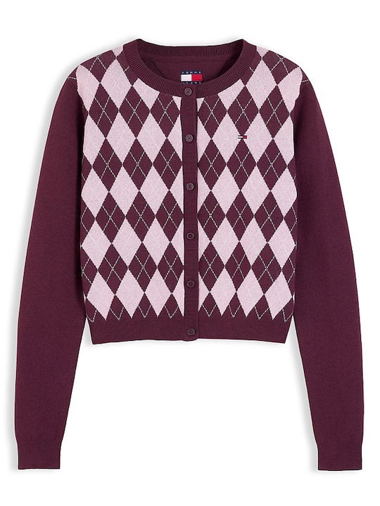 Women's Knitted Cardigan Burgundy-Pink