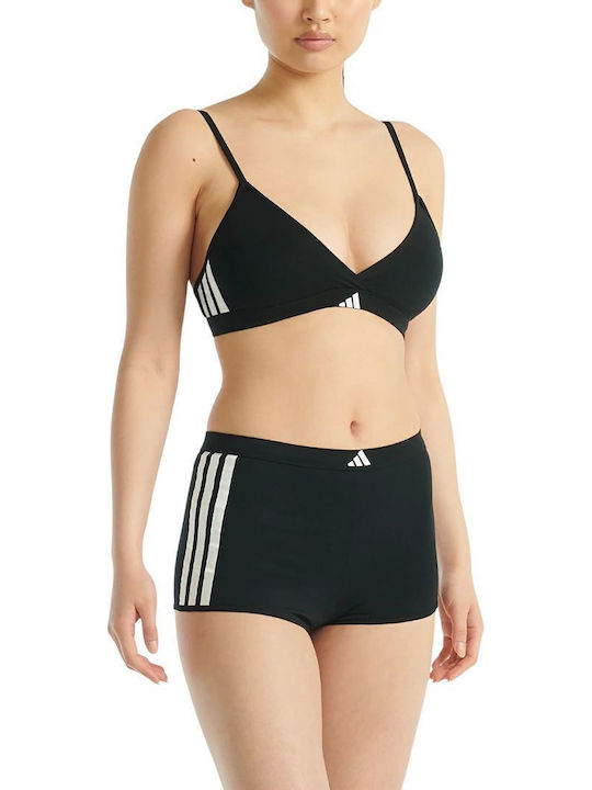 Adidas Active Essentials Памучно Бюстие Без Банели с Три Ленти, Триъгълно, Прехлупено, Черно