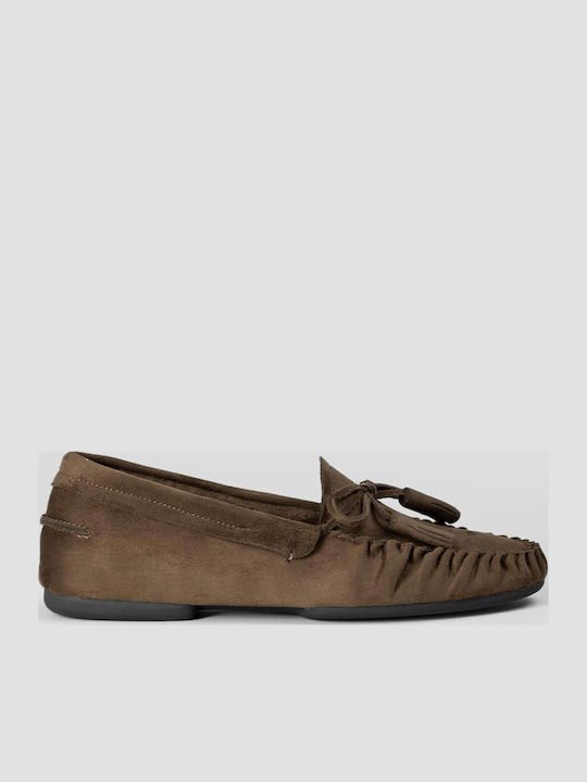 Damen-Loafers aus Wildleder in Grün