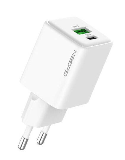 GoGEN Încărcător Fără Cablu cu Port USB-A și Port USB-C 30W Power Delivery Alb (ACHPDQ230W01)
