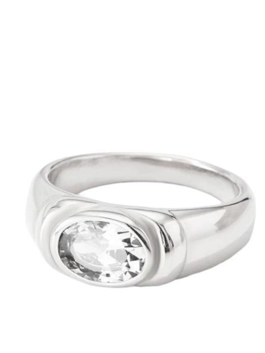 Women's Ring with Stones in Steel
