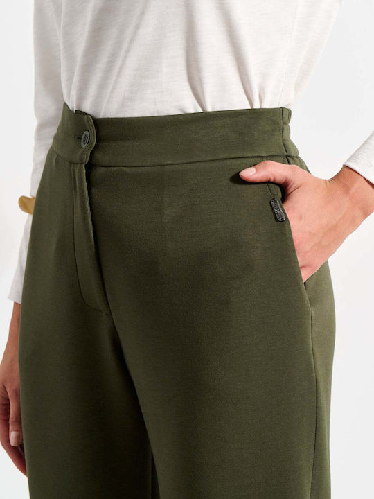 High-Waist Jogginghose mit Bündchen in Oliv