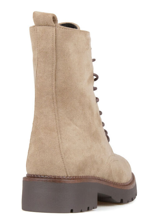 Suede Women's Brown Combat Boots