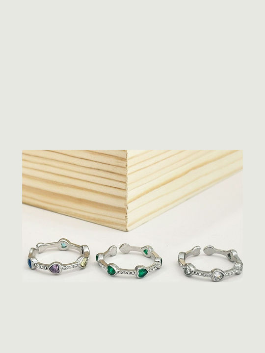 Women's Steel Ring with Stones