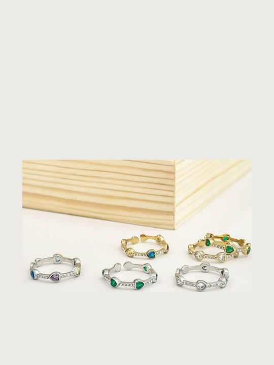 Women's Steel Ring with Stones
