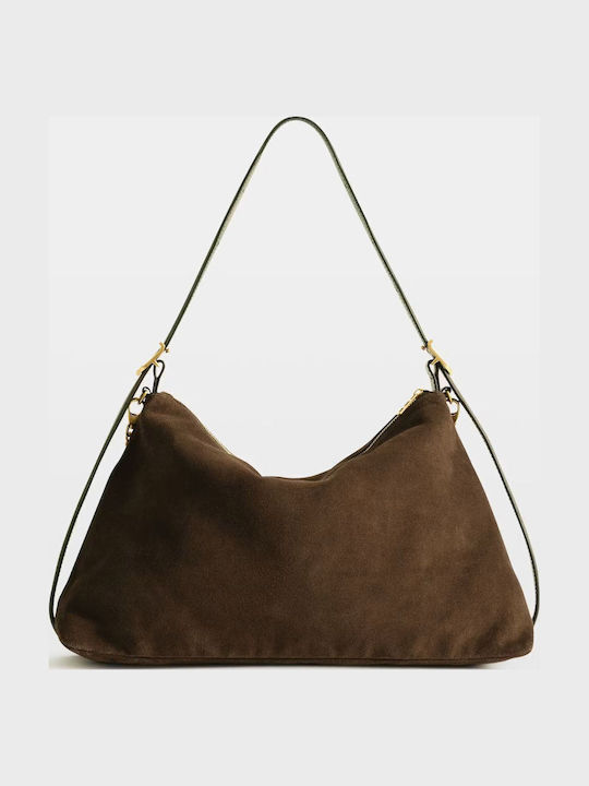 Leather Women's Shoulder Bag Suede Wood