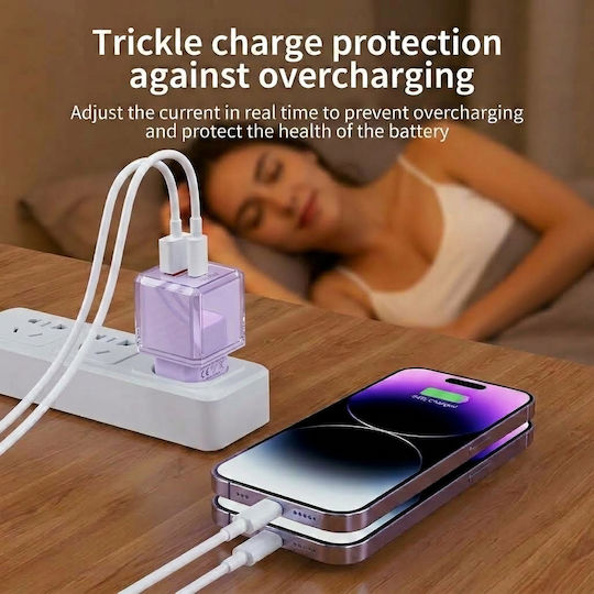 Leewello Ladegerät Ohne Kabel mit USB-A- und USB-C-Anschluss 20 W Power Delivery / Quick Charge 3.0 Lila (783192-Purple)
