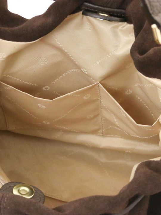 Δερμάτινη Γυναικεία Shopper Τσάντα Suede Καφέ