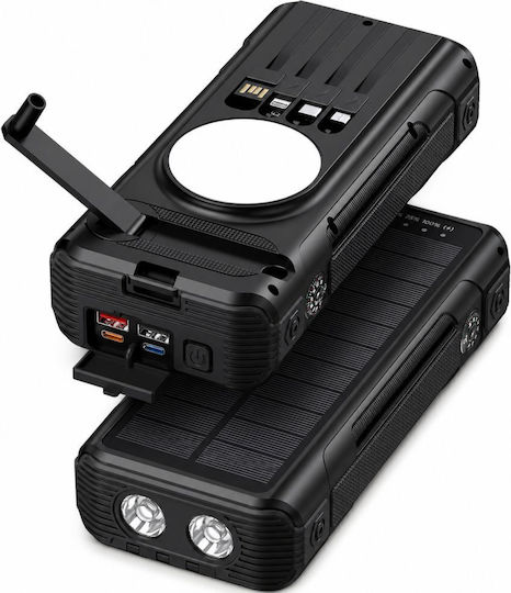 Linomag Ηλιακό Power Bank 40000mAh με 2 Θύρες USB-A και 2 Θύρες USB-C Μαύρο