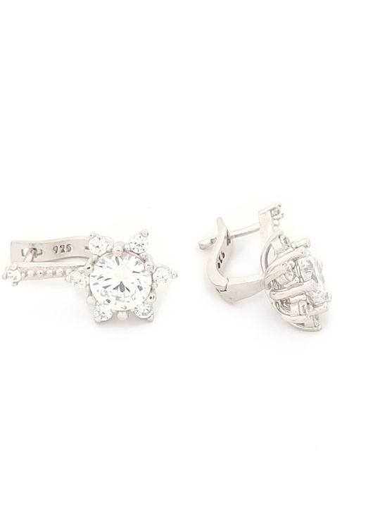 Silberne Damen-Hängeohrringe mit Blümchen und weißen Zirkonia Art. Nr. 110251
