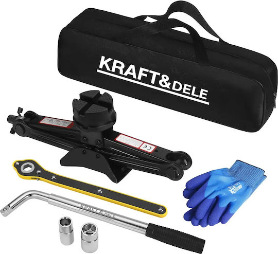 Kraft & Dele Cric Mecanic Tip Foarfecă cu Înălțime de Ridicare de până la 43 cm și Capacitate de Ridicare de până la 500 kg
