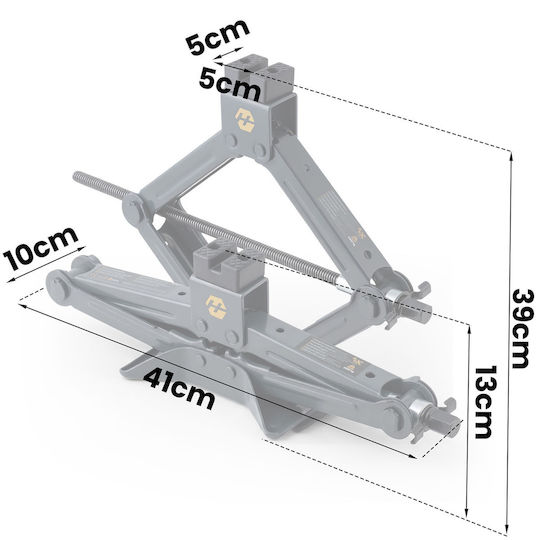 Humberg Hand-Operated Scissor Jack with Lifting Height up to 39 cm and Load Capacity up to 2 Tons