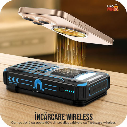 Linomag Ηλιακό Power Bank 20000mAh 15W με 3 Θύρες USB-A και Θύρα USB-C Blue