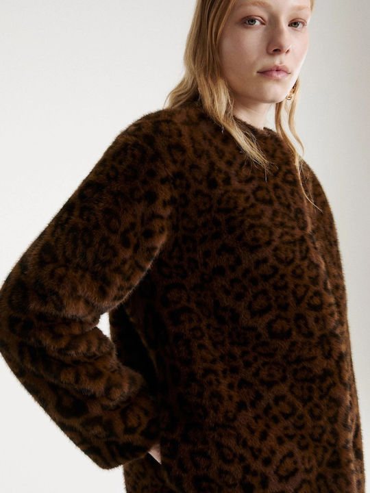 Palton Leopard pentru Femei Cacao