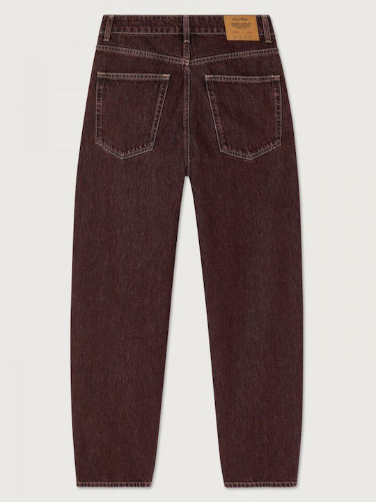 Ashow Women's Jeans Pants in Balloon Fit Burgundy